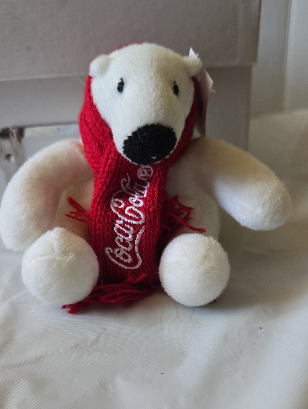 Coca-Cola White Polar Bear Plush with Red Logo Scarf